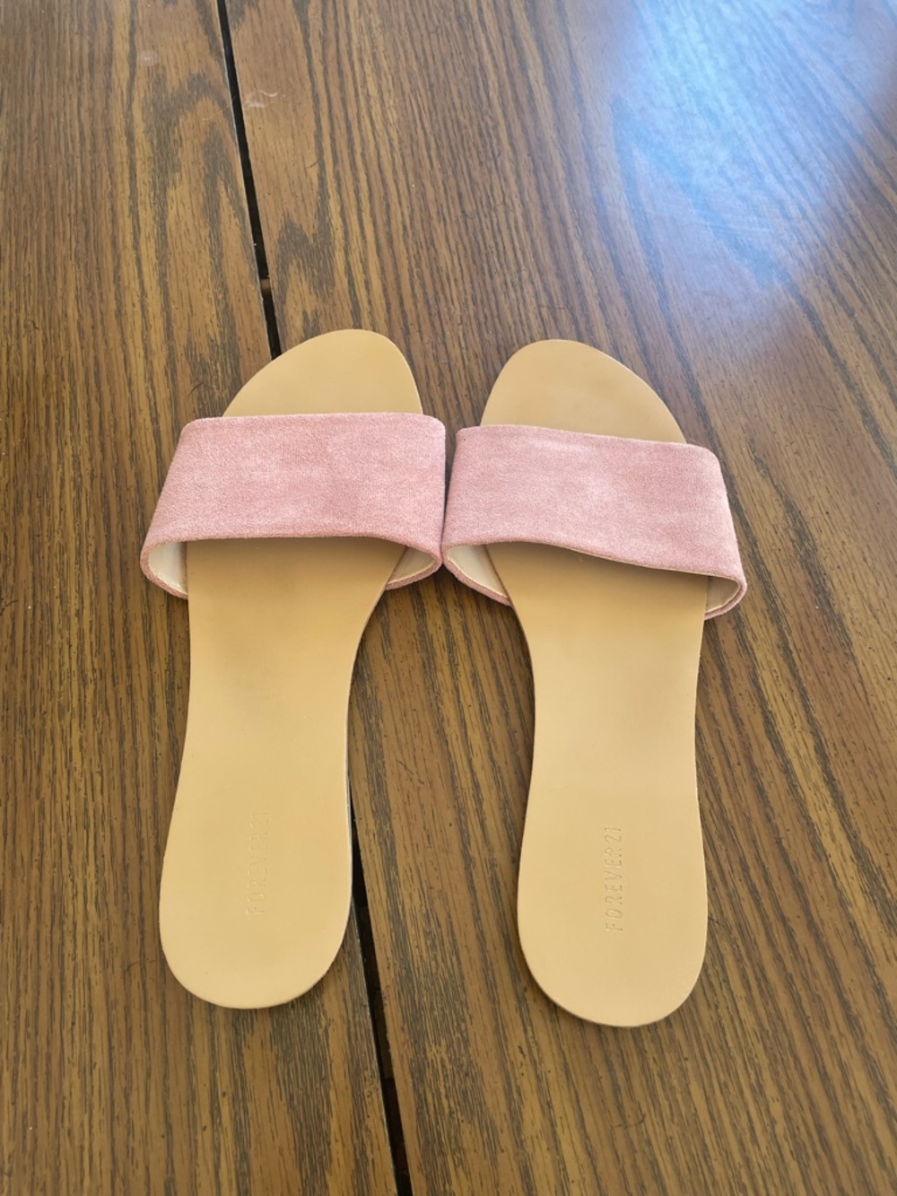 Women's Pink Slide Sandals - Casual Suede Strap
